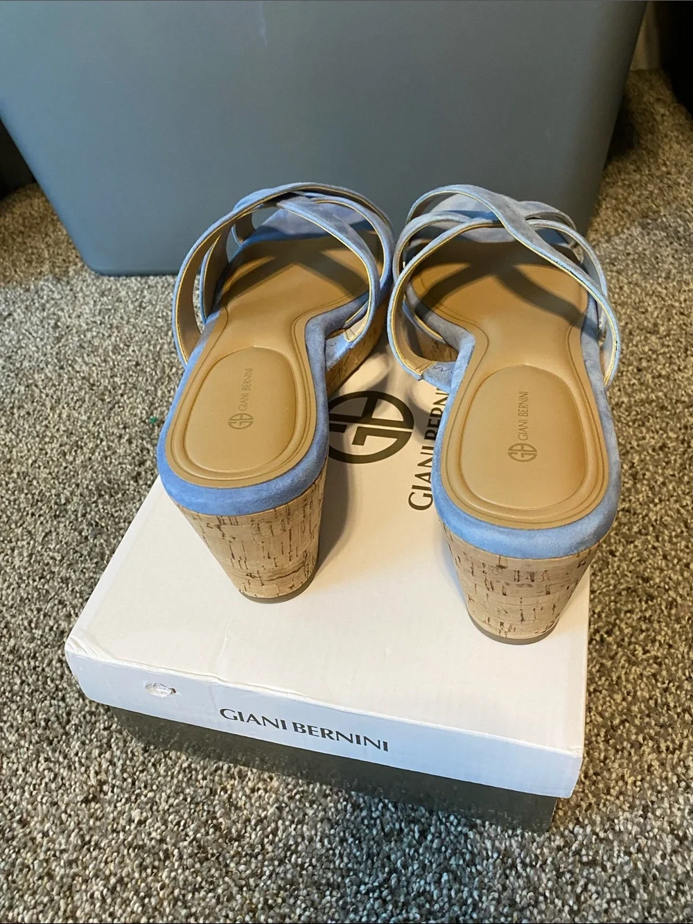 Gianni Bini Light Blue Suede Crisscross Wedge Sandals